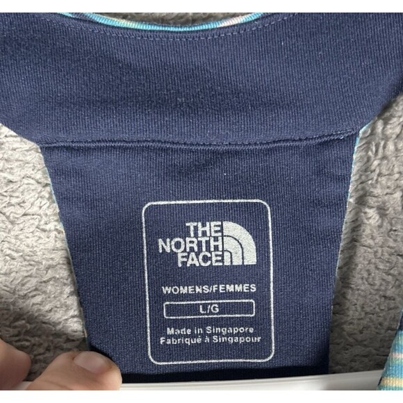 The North Face Halter Tank Top Women’s Size L Blue Yellow Grey Stripes Vaporwick - Picture 10 of 12